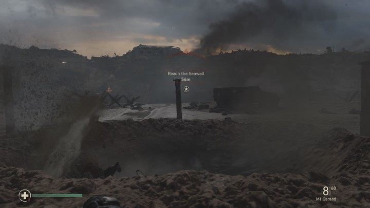 Gain control over your character and follow the objective marker - Reach the Seawall - D-Day - Walkthrough - Walkthrough - Call Of Duty WW2 Guide