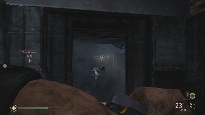 When inside the bunkers, one should use smoke grenades - the enemy wont be able to see you, and you will have no problems with approaching German soldiers and flanking them - D-Day - Walkthrough - Walkthrough - Call Of Duty WW2 Guide