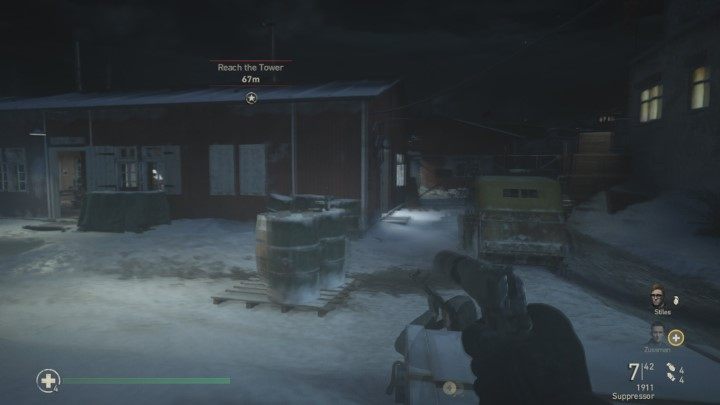 Eliminate enough soldiers and you will be given a new objective - Reach the Tower - Ambush - Walkthrough - Walkthrough - Call Of Duty WW2 Guide