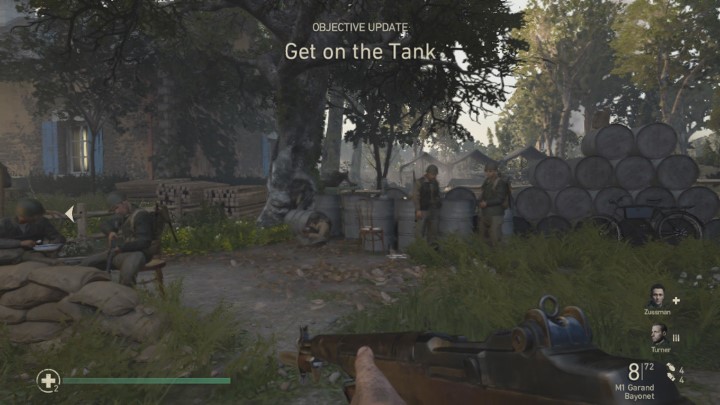 Right after you regain control over your character, head over to the right towards the soldiers shown in the picture above - Operation Cobra - Mementos, secrets and collectibles - Mementos - Call Of Duty WW2 Guide