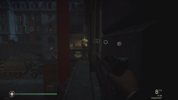 Head to the balcony shown in the picture and kill the soldier stationed there, then enter the building - Liberation - Mementos, secrets and collectibles - Mementos - Call Of Duty WW2 Guide