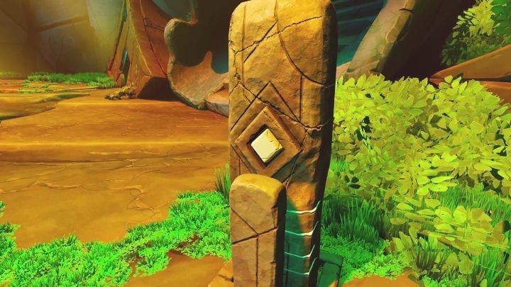 This monolith is located in the central part of the site, right next to the white paw prints - Call of the Sea: Lowering the water level - Puzzle, Chapter 5 - Chapter 5 - Call of the Sea Guide