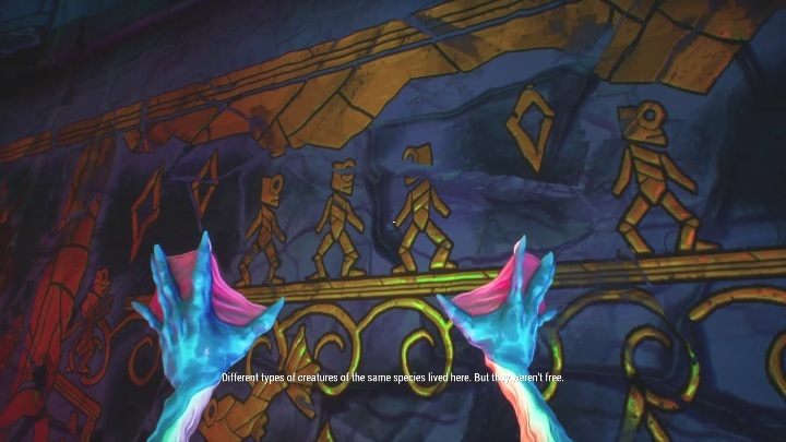 This mural is underwater - you will find it when swimming to the blue and pink plants - Call of the Sea: Chapter 5, Sunken - wall paintings - Wall paintings - Call of the Sea Guide