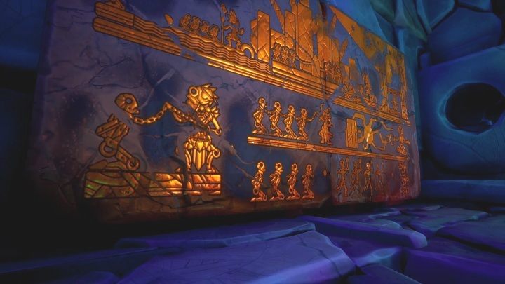 This mural is in a cave - you just have to climb the stairs on the left - Call of the Sea: Chapter 5, Sunken - wall paintings - Wall paintings - Call of the Sea Guide