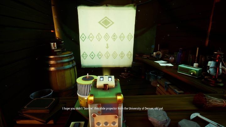 The slides are essential (the projector will turn on only when you pull all the levers) - Call of the Sea: Chapter 3, The Vanishing of the Lady Shannon - walkthrough - Transition description - Call of the Sea Guide