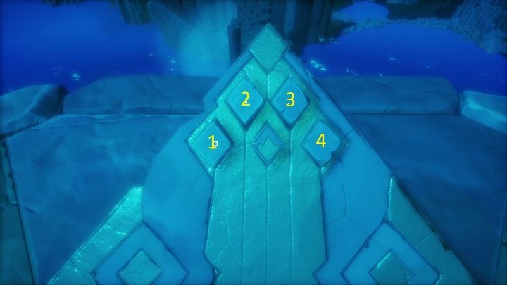 Eventually you will reach a monolith with four buttons - Call of the Sea: Chapter 3, The Vanishing of the Lady Shannon - walkthrough - Transition description - Call of the Sea Guide