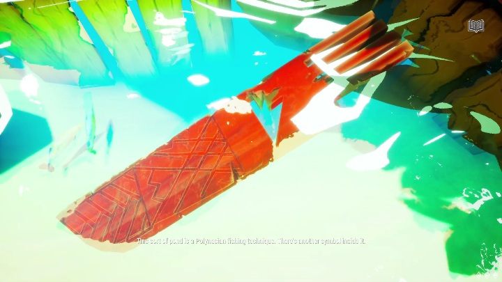 To get this symbol, you need to examine the object floating in the water, right next to the sunken hut - Call of the Sea: Bridge mechanism - puzzle, Chapter 1 - Chapter 1 - Call of the Sea Guide