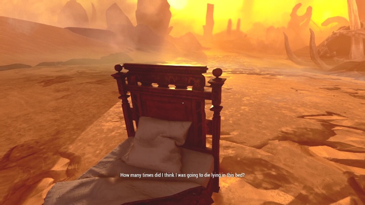 In the desert, all you'll see is a bed - Call of the Sea: Chapter 4, Quite A Show - guide, walkthrough description - Missions - Call of the Sea Guide