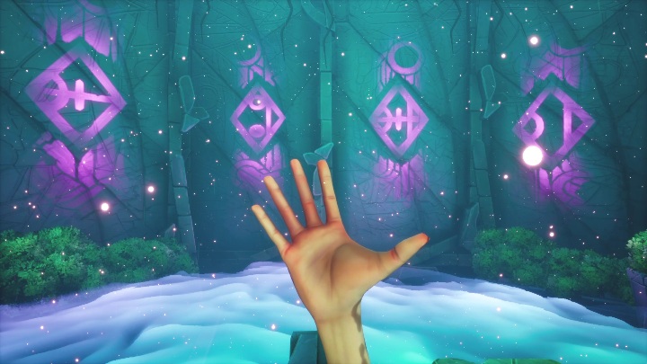 To finish this chapter, you just have to solve the puzzles and put your hand into the monolith - Call of the Sea: Chapter 4, Quite A Show - guide, walkthrough description - Missions - Call of the Sea Guide