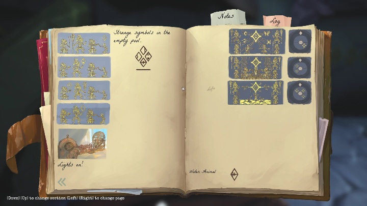 You'll find this clue on a wooden box, between the murals - Call of the Sea: Symbols in the Temple - Puzzle, Chapter 4 - Chapter 4 - Call of the Sea Guide