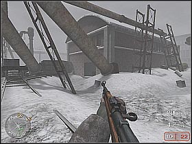 A group of enemy soldiers is guarding the entrance - Railroad Station No. 1 - Not One Step Backwards! - Call of Duty 2 - Game Guide and Walkthrough