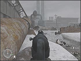 After defeating all of the enemy soldiers join the other crew members - Railroad Station No. 1 - Not One Step Backwards! - Call of Duty 2 - Game Guide and Walkthrough