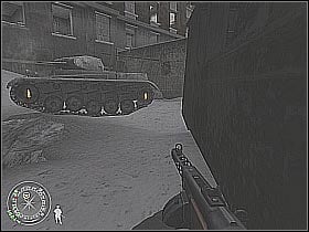 After the explosion go to the building where you found the sticky bombs - Downtown Assault - Fortress Stalingrad - Call of Duty 2 - Game Guide and Walkthrough