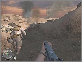 Wait for one of the allied tanks to arrive - Operation Supercharge - The Battle of El Alamein - Call of Duty 2 - Game Guide and Walkthrough
