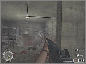 First of all, find a room with the destroyed wall - Operation Supercharge - The Battle of El Alamein - Call of Duty 2 - Game Guide and Walkthrough