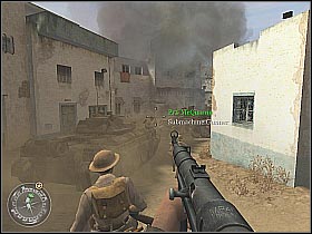 You will have an opportunity to surprise enemy troops located in this area and responsible for the destruction of the allied tank - Retaking Toujane - Rommel's Last Stand - Call of Duty 2 - Game Guide and Walkthrough