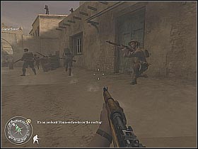 First of all, you will have to take care of a guy that's been equipped with a rocket launcher - Assault on Matmata - Rommel's Last Stand - Call of Duty 2 - Game Guide and Walkthrough