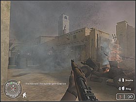 After you deal with the enemy soldiers (involved in the surprise attack) start following the squad leader - Assault on Matmata - Rommel's Last Stand - Call of Duty 2 - Game Guide and Walkthrough