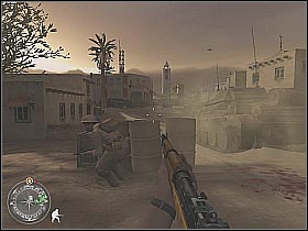 Unfortunately, the tank that was trying to help your team is going to be destroyed - Assault on Matmata - Rommel's Last Stand - Call of Duty 2 - Game Guide and Walkthrough