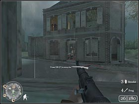 After getting rid off enemy forces leave this building - The Tiger - The Battle for Caen - Call of Duty 2 - Game Guide and Walkthrough