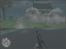 You will probably notice a huge artillery gun along the way - The Tiger - The Battle for Caen - Call of Duty 2 - Game Guide and Walkthrough