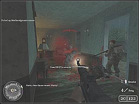 Use the nearby stairs to get to the upper floor - The Tiger - The Battle for Caen - Call of Duty 2 - Game Guide and Walkthrough