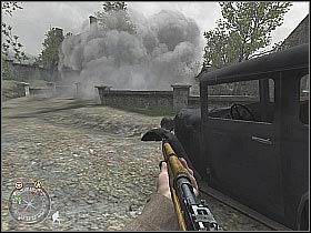 Keep moving towards the building that had been protected by the MG-42 crew - The Brigade Box - The Battle for Caen - Call of Duty 2 - Game Guide and Walkthrough