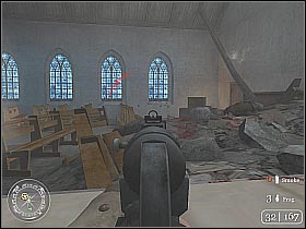 Enter the destroyed church - Bergstein - Hill 400 - Call of Duty 2 - Game Guide and Walkthrough