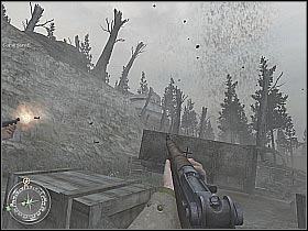 First of all, deploy some of the carried smoke grenades (screen 1) - Rangers Lead The Way - Hill 400 - Call of Duty 2 - Game Guide and Walkthrough