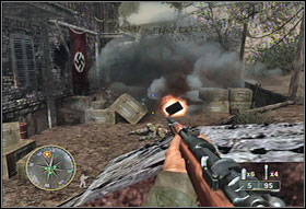 Your next target is building in front of you (#1) - Game Guide - Chapter I: Saint Lo - Game Guide - Call of Duty 3 Game Guide