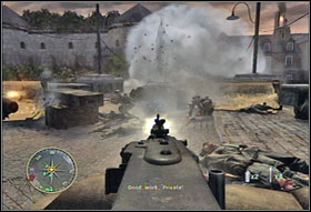 Over the bridge go upstairs (#1) - Chapter IV: Mayenne Bridge - Game Guide - Call of Duty 3 Game Guide