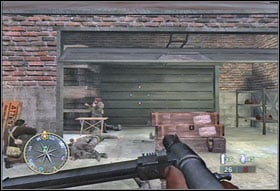 Go down the platform using the same stairs you used to climb on and turn right - Chapter VI: Fuel Plant - Game Guide - Call of Duty 3 Game Guide