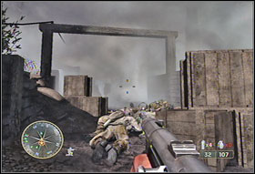 Your task is to blow three anti-aircraft posts - Chapter IX: Laison River - Game Guide - Call of Duty 3 Game Guide