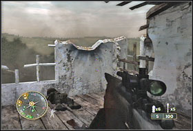 Clear the building (#1) and go upstairs - Chapter XIV: Closing the Gap - Game Guide - Call of Duty 3 Game Guide