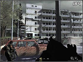 Before you get on a parking, wait until an allied helicopter kills the enemies on the fifth floor - The Sins of Father | COD Modern Warfare Remastered Walkthrough - Walkthrough - Call of Duty 4 Modern Warfare Remastered Guide
