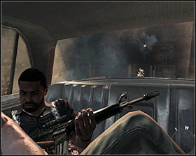 Come closer to a car parked here #1, and the main hero as well as his mates take their places inside the car - Walkthrough - Operation 40 - p. 1 - Walkthrough - Call of Duty: Black Ops Game Guide & Walkthrough