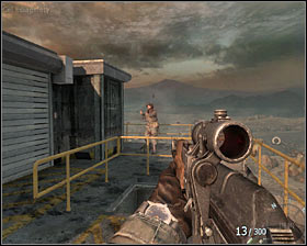 It is a good idea to surprise the enemy standing in front of you #1, as a result, he will be thrown over a balustrade - Executive Order - p. 1 - Walkthrough - Call of Duty: Black Ops Game Guide & Walkthrough