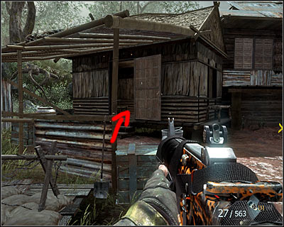 Stop soon after the begging of a battle in the village, more precisely after reaching the place where you have to turn right and come up to the river - Victor Charlie | Intel - Intel location - Call of Duty: Black Ops Game Guide & Walkthrough