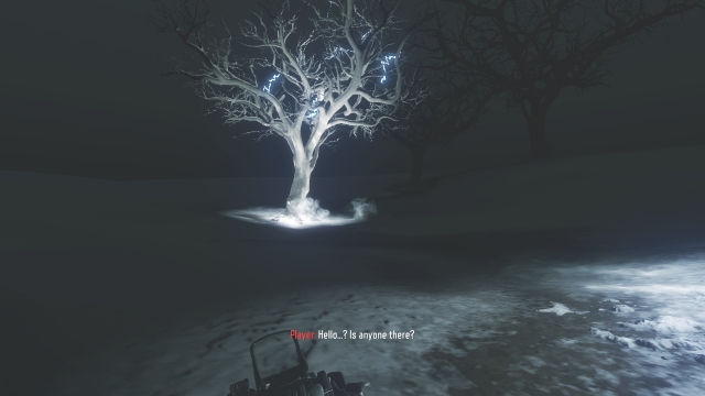 Once you destroy the robot, you will find yourself in a dark world in which you will only see a few trees - 8. Demon Within - Walkthrough - Call of Duty: Black Ops III - Game Guide and Walkthrough