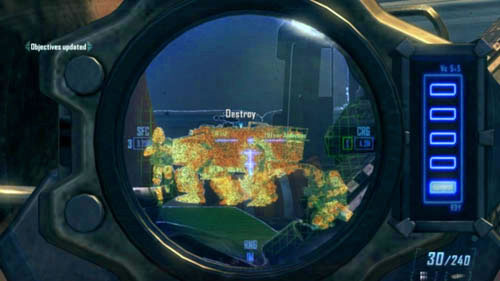 Then, locate the other CLAW, walking in the distance (picture above) and start shooting at him - Mission 10: CORDIS DIE | Missions: Walkthrough - Missions: Walkthrough - Call of Duty: Black Ops II Game Guide & Walkthrough