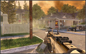 Under no circumstances should you walk along the centre on the road, move from one house to another - Act II - Exodus - Campaign - Call of Duty: Modern Warfare 2 Game Guide