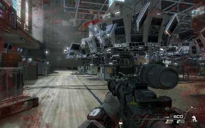 Now use the stairs to get on the higher floor and eliminate all opponents in the big room with computers - [Act I] Black Tuesday - Walkthrough - Call of Duty: Modern Warfare 3 - Game Guide and Walkthrough