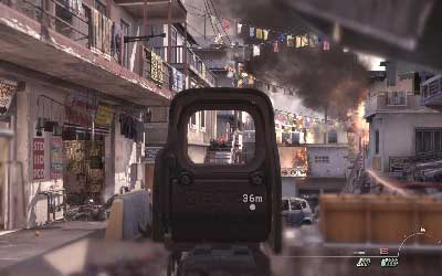 It's good to go to the balcony and shoot down some enemy soldiers (it's also good point to kill machine gunner) - [Act I] Persona Non Grata - Walkthrough - Call of Duty: Modern Warfare 3 - Game Guide and Walkthrough