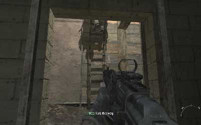 Move behind your allies and when you reach the ladder use it to get on the higher ground - [Act I] Back on the Grid - Walkthrough - Call of Duty: Modern Warfare 3 - Game Guide and Walkthrough