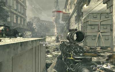 After the sequence with tank get out and get rid of all soldiers on the street - [Act II] Goalpost - Walkthrough - Call of Duty: Modern Warfare 3 - Game Guide and Walkthrough