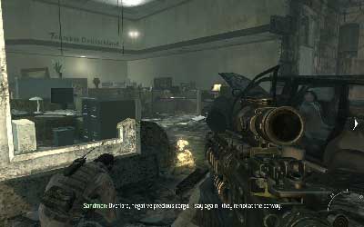 After few moments you will reach destroyed cars from convoy - [Act II] Goalpost - Walkthrough - Call of Duty: Modern Warfare 3 - Game Guide and Walkthrough