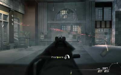 When you pass through a couple of rooms you will reach the area with lots of enemies - [Act II] Eye of the Storm - Walkthrough - Call of Duty: Modern Warfare 3 - Game Guide and Walkthrough