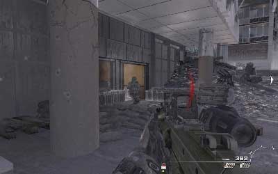 Try to moving on the left side of the road because in some moment you will see entrance to the bank - [Act III] Scorched Earth - Walkthrough - Call of Duty: Modern Warfare 3 - Game Guide and Walkthrough