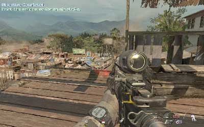 After a while you will have to point one of the buildings (it's random) with your laser (press 4 aim the target and press left mouse button) - Fatal Extraction - SpecOps missions - Call of Duty: Modern Warfare 3 - Game Guide and Walkthrough