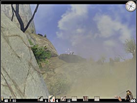 One of the Indians will be hiding on your left, by the huge rocks (#1) - Chapter VIII: Level 1 Walkthrough - Chapter VIII - Call of Juarez - Game Guide and Walkthrough